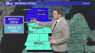 Sloppy winter weather Tuesday with varying impacts across West Michigan [upl. by Eyr757]