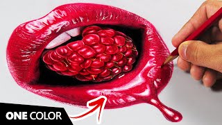 How to Draw Realistic Glossy lips with ONE Color [upl. by Carmelia]