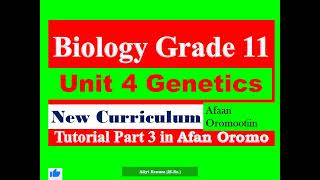 New Curriculum Biology Grade 11 Unit 4 Genetics Tutorial part 3 in Afan Oromo [upl. by Emrich315]