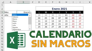 📅 Cómo HACER  INSERTAR un CALENDARIO PERPETUO y DINAMICO en EXCEL 👉 SIN MACROS  2023 [upl. by Egag]