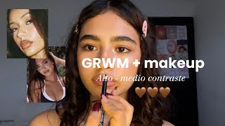 GRWM  MAKEUP alto medio CONTRASTE 🤎🍒 Valeria voucher [upl. by Archie146]