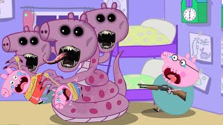 Scary Peppa Pig in bedroom Mumy Pig is a horror zombie  Peppa Pig Funny Animation [upl. by Elfrida]