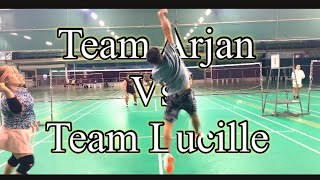 Arjan and JC vs Hugh and Lucille  Happy Hitters Badminton Game  BTravels23 [upl. by Haas]