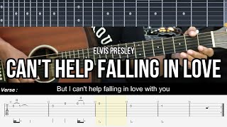 Cant Help Falling in Love  ELvis Presley  EASY Guitar Lessons TAB  Guitar Tutorial [upl. by Pinelli528]