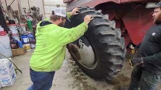 Case IH 2388 Axel Reinforcing Rod Removal And Replacement Shop Work On A Cold Day [upl. by Enida]