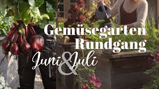 Gemüsegartentour 🥕🌱🥔 das pflanzen amp ernten wir im Frühsommer 👩‍🌾 Selbstversorger Gartenrundgang [upl. by Hindu983]