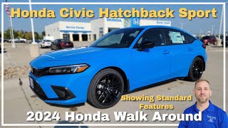 2024 Honda Civic Hatchback Sport Walkaround Standard Features [upl. by Ailemap685]