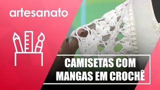 Aprenda a customizar camisetas com mangas em crochê com artesã Rita Vloet – 160822 [upl. by Terryl]