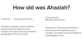 101 Bible contradictions answered pt 5 how old was king Ahaziah [upl. by Elisabet]