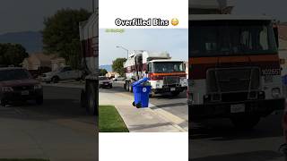 Garbage Truck Picks Up Overfilled Blue Trash Can  Garbage Truck Song [upl. by Vinny]