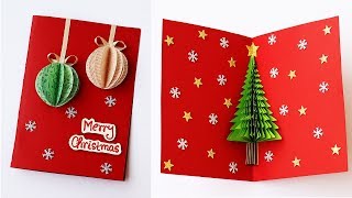 3D Christmas Pop Up Card  How To Make Christmas Tree Greeting Card [upl. by Cirde]