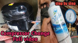 Refrigerator Compressor Replacement  R134a Refrigerant filling step by step [upl. by Pinter419]