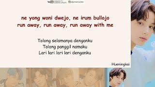 TXT  Run Away EasyLyricsIndoSub by GOMAWO [upl. by Ahsytal]