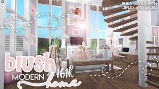 Bloxburg ┊Blush Modern Home 🌸 161k Build Battle with MicroMicrosoft and Ciiplex ┊Build Battle [upl. by Akla]