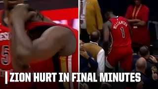 Zion Williamson grimaces in pain heads to locker room in final minutes of Lakers vs Pelicans [upl. by Bartolome]