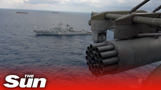 Russian navy carries out military drills in Syria [upl. by Kramal]