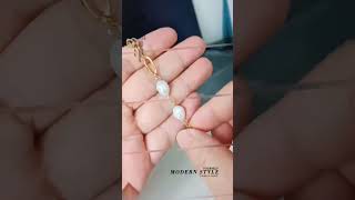 Baroque Pearl Paperclip Chain 18k Gold Stainless Steel Bracelets for Women shortvideo jewelry [upl. by Nnaeus]