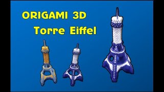 Como hacer la Torre Eiffel de Origami 3d  how to make a 3d origami Eiffel Tower [upl. by Lanctot]