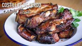 Costillas de cerdo al horno estilo Thai  Thai Style Baked Pork Ribs Recipe [upl. by Savell]