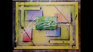 Abstract schilderij met tape acryl en spuitverf  Colorful  ES Art [upl. by Rawdan]