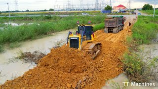 Wonderful Project Building New Foundation Village Road Operator Skills Shatui Dozer Spreading Stone [upl. by Oler]