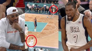 Carmelo calls out play courtside before Kevin Durant hits dagger vs Serbia 😱 [upl. by Nasus371]