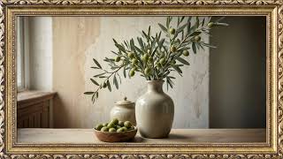 Still Life Painting of Olives  TV Art Screensaver  8 Hours Framed Painting  TV Wallpaper  4K [upl. by Nogas]