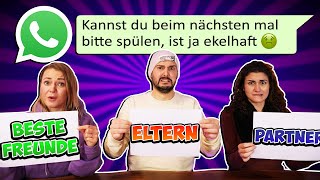 ELTERN PARTNER BESTE FREUNDE CHALLENGE 2 Wie reagieren sie auf peinliche amp unhöfliche WhatsApps [upl. by Doane554]