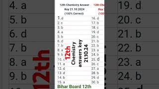 12th chemistry answer key 211024 monthly exam October जल्दी रट लो [upl. by Viviana]