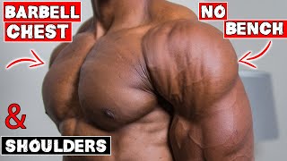 BARBELL CHEST AND SHOULDER WORKOUT AT HOME  NO BENCH OR RACK NEEDED [upl. by Perry]