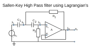 SallenKey High Pass Filter using Lagrangians [upl. by Enyleve]