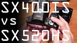 Canon Powershot SX400IS vs Canon Powershot SX520HS review [upl. by Yesnil]