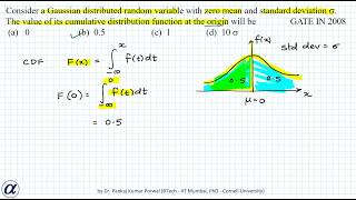 Consider a Gaussian distributed random variable with zero mean and standard deviation GATE IN 2008 [upl. by Sophie]