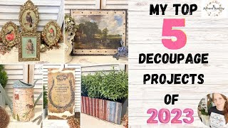 Top 5 Decoupage DIYs of 2023  DIY Wall Art  Decoupage on Fabric  Thrift Flips [upl. by Jack737]