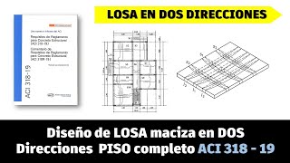 Diseño de LOSA maciza en DOS Direcciones PISO completo ACI 318  19 [upl. by Ricarda]