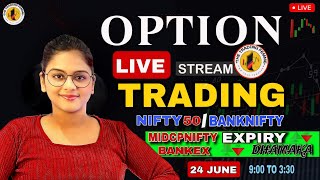 LIVE TRADING BANKNIFTY AND NIFTY50  24 JUNE  thetradingfemme nifty50 banknifty livetrading [upl. by Hanzelin]