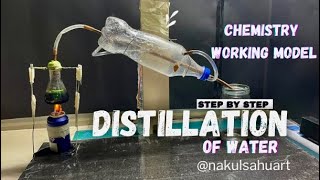 Chemistry working model Distillation process  Distilled Water at home science project NakulSahuArt [upl. by Onimixam]