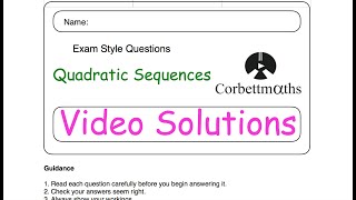 Quadratic nth Term answers  Corbettmaths [upl. by Yla]