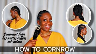 COMMENT FAIRE DES NATTES COLLÉES AVEC MÈCHES SOIMÊME  TUTO CORNROWS [upl. by Berrie]