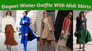 Elegant Winter Outfits With Midi SkirtsLatest Skirts Outfitsskirtstyling indiandressing skirt [upl. by Eziechiele]