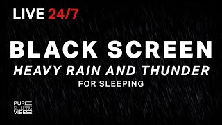 🔴 Heavy Rain and Thunder Sounds for Sleeping  Black Screen  Thunderstorm Sleep Sounds Live Stream [upl. by Chrissy659]