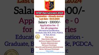 WBP Recruitment Notification out 2024 newjobs newvacancy2024 govtjobs westbengal wbp [upl. by Ahseyn]