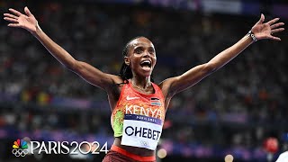 Beatrice Chebet adds a SECOND gold medal in Paris with 10000m victory  Paris Olympics  NBC Sports [upl. by Ainaj343]