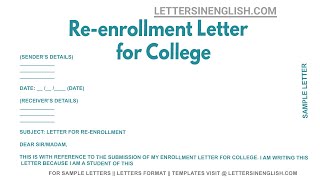 Reenrollment Letter for College  Sample Cover Letter for College Reenrollment [upl. by Anipsed]