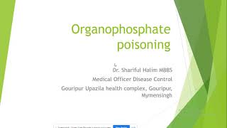 Organophosphorus poisoning Bangla [upl. by Rennane]