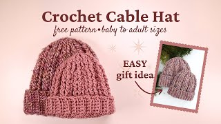 Bulky Crochet Cable Hat  Free Pattern  Made on Mill [upl. by Nicholson]