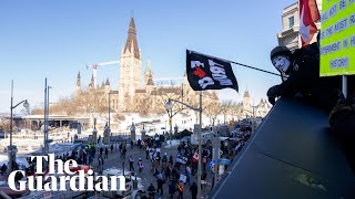 Thousands protest against Covid19 vaccine mandate in Canada [upl. by Kartis679]