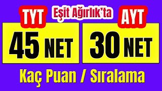 45 tyt 30 ayt eşit ağırlık kaç puan 2023 I YKS PUAN HESAPLAMA [upl. by Feirahs]