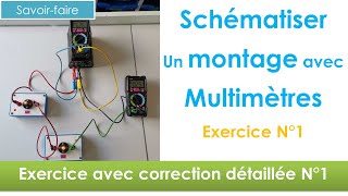 Schématiser un montage photo avec multimètre ex1 en 3 🔋  électricité collège [upl. by Reifnnej]