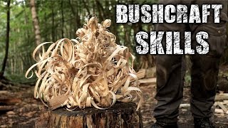 Bushcraft Skills  Axe amp Knife Skills Camp Setup Fire Overnight Camping [upl. by Ylurt]